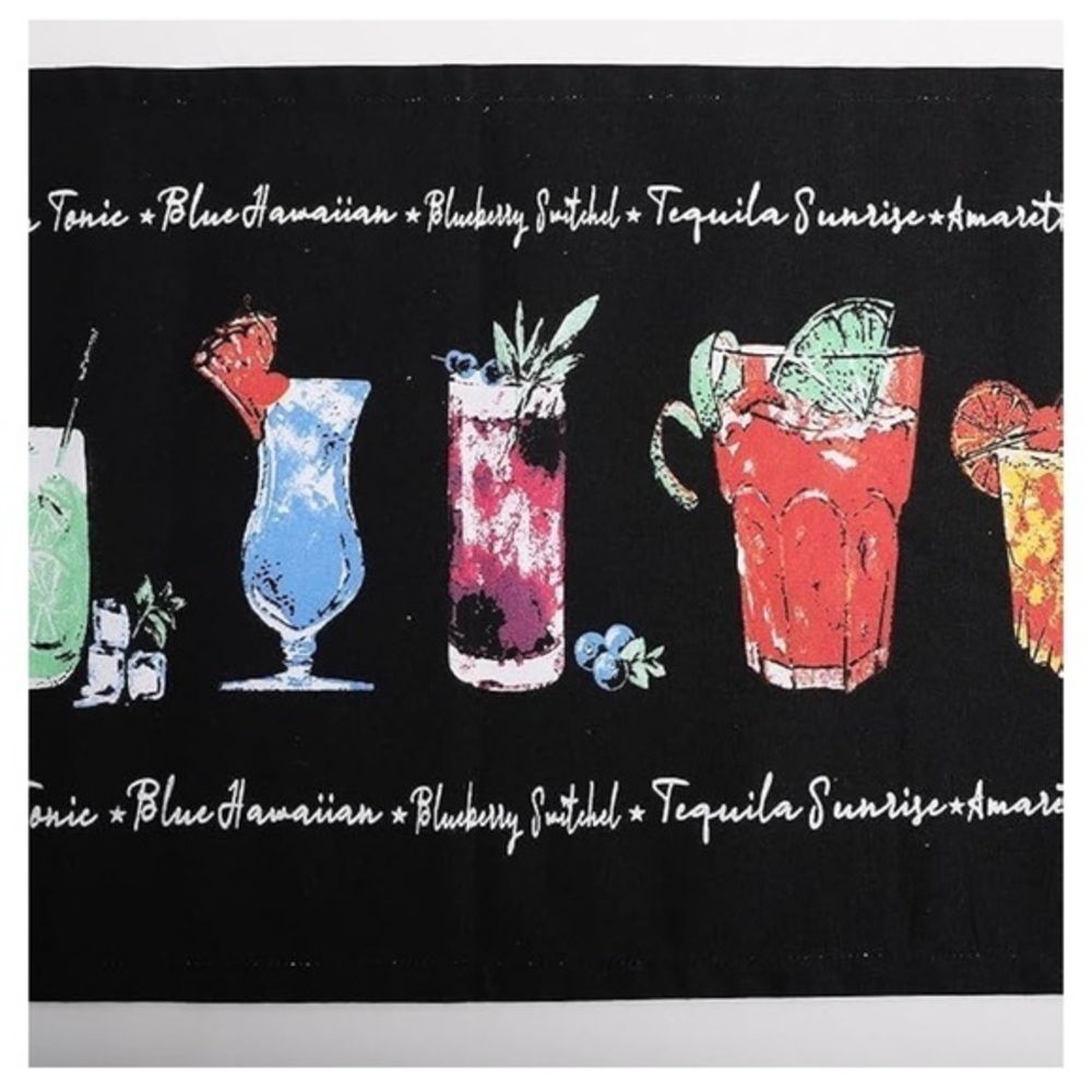 Colorful Cocktail Print Fabric table runner